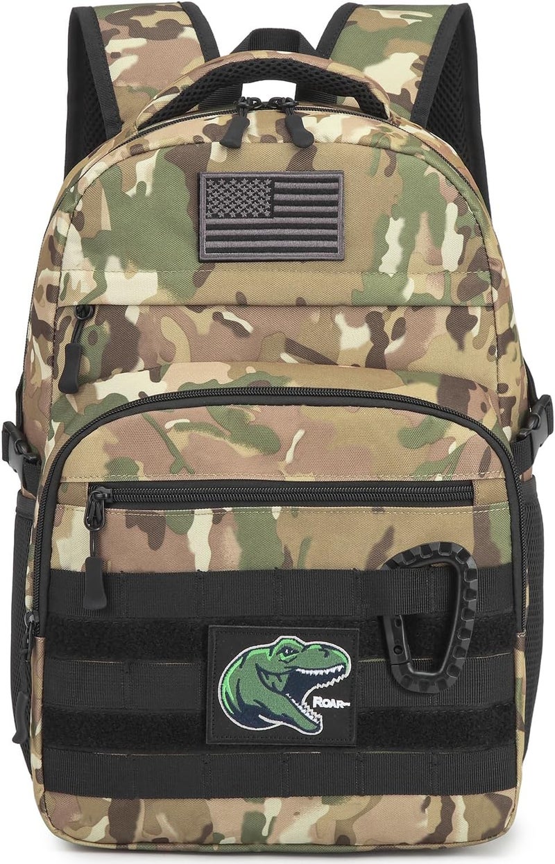 SunForMorning Kids Tactical Backpack Army Molle Bookbag Military Boys Backpack for School, Outdoor, Camping (Includes 2 Patches+1Carabiner), CM - Image 1